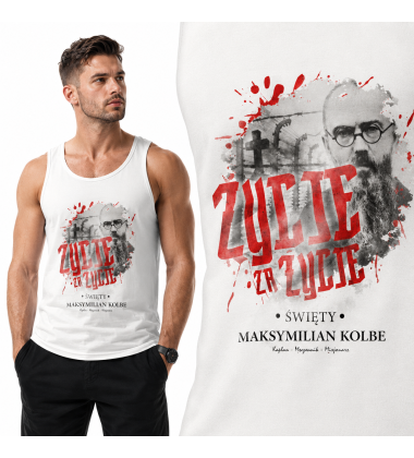tank-top patriotyczny MAKSYMILIAN KOLBE BIAŁA